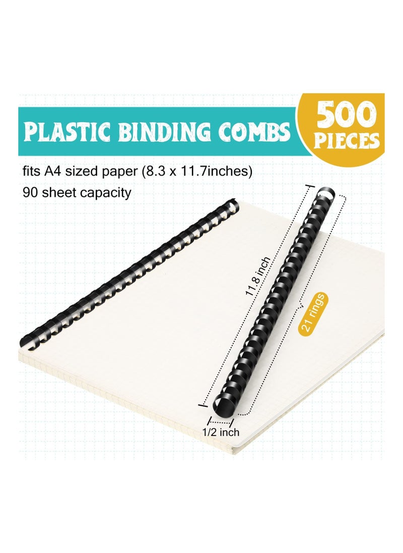 Y&D - 100 Pcs Plastic Comb Binding Spines 21 Holes 1 or 2 Inch Black 90 Sheet Capacity Letter Size Spiral for Notebooks Desk Calendars Picture Album - Image 1