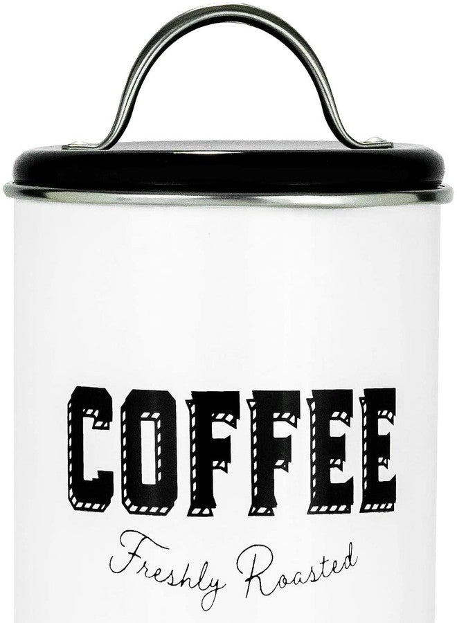 Amici Home Cottage Metal Coffee Canister (Small) - 42 oz Modern Black & White Tin with Handle Lid, Classic Typography Design for Coffee Storage - Rustic Kitchen Storage, Holiday Coffee Bar Decor - Image 4