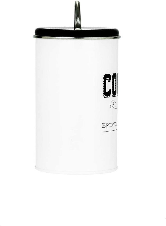 Amici Home Cottage Metal Coffee Canister (Small) - 42 oz Modern Black & White Tin with Handle Lid, Classic Typography Design for Coffee Storage - Rustic Kitchen Storage, Holiday Coffee Bar Decor - Image 2