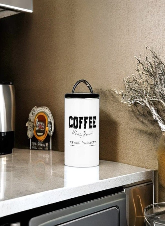 Amici Home Cottage Metal Coffee Canister (Small) - 42 oz Modern Black & White Tin with Handle Lid, Classic Typography Design for Coffee Storage - Rustic Kitchen Storage, Holiday Coffee Bar Decor - Image 5