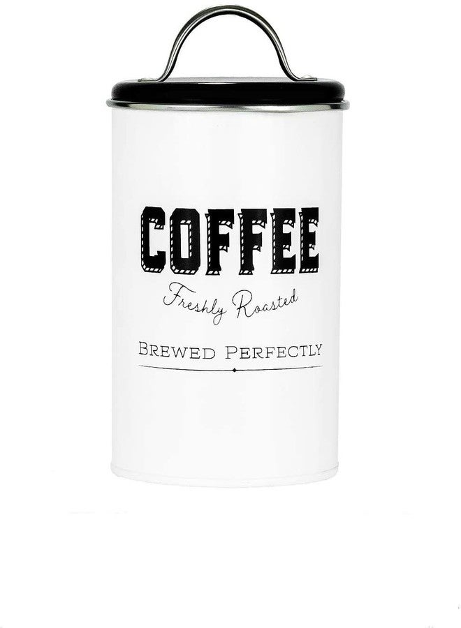Amici Home Cottage Metal Coffee Canister (Small) - 42 oz Modern Black & White Tin with Handle Lid, Classic Typography Design for Coffee Storage - Rustic Kitchen Storage, Holiday Coffee Bar Decor - Image 1