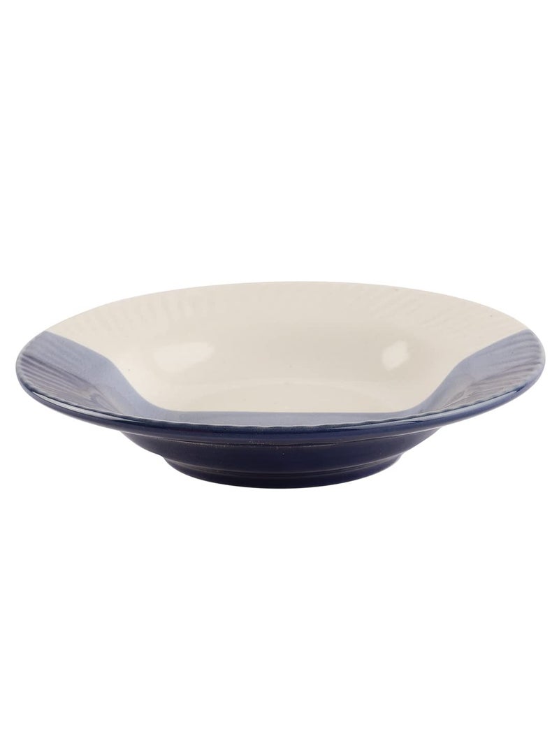 MIEN Dual Tone Handicrafted & Handpainted Ceramic Pasta Bowl (Blue) ;Volume- 270,Dia- 7"; Microwave & Dishwasher Safe; ME-020 - Image 3