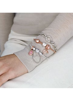 PANDORA Silver bracelet with heart-shaped clasp and cubic zirconia, Size 18  - Image 4