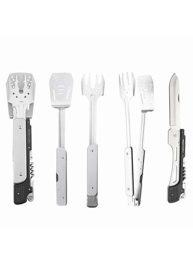 Roxon S601 6 in 1 MBT3 Foldable Grill Utensils Set Grilling Tongs for Backyard Barbecue and Camping - Image 2