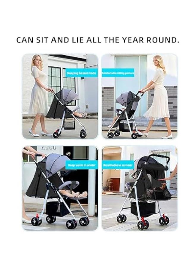 Gonice - Lightweight Stroller, Foldable Baby Stroller with Waterproof Canopy, Travel Stroller with Cup Holder and Storage Basket, 0-36 Months Toddler Stroller, Gray - Image 1