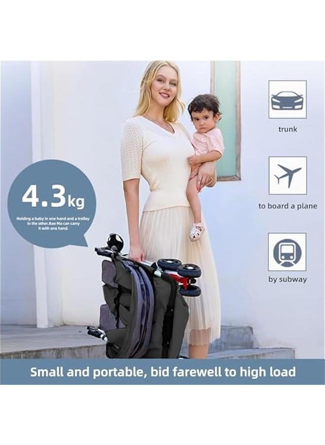Gonice - Lightweight Stroller, Foldable Baby Stroller with Waterproof Canopy, Travel Stroller with Cup Holder and Storage Basket, 0-36 Months Toddler Stroller, Gray - Image 1