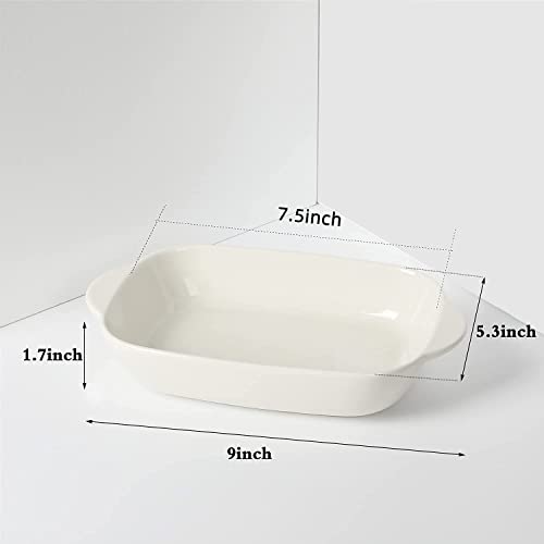 Trifecta Ceramics baking dish Matte-colored rectangular casserole dish with Handle for Oven Ceramic Baking Pan Lasagna Casserole Pan Individual Bakeware 9x5 inch (White Pack - 2) - Image 5