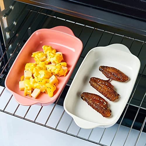 Trifecta Ceramics baking dish Matte-colored rectangular casserole dish with Handle for Oven Ceramic Baking Pan Lasagna Casserole Pan Individual Bakeware 9x5 inch (White Pack - 2) - Image 4