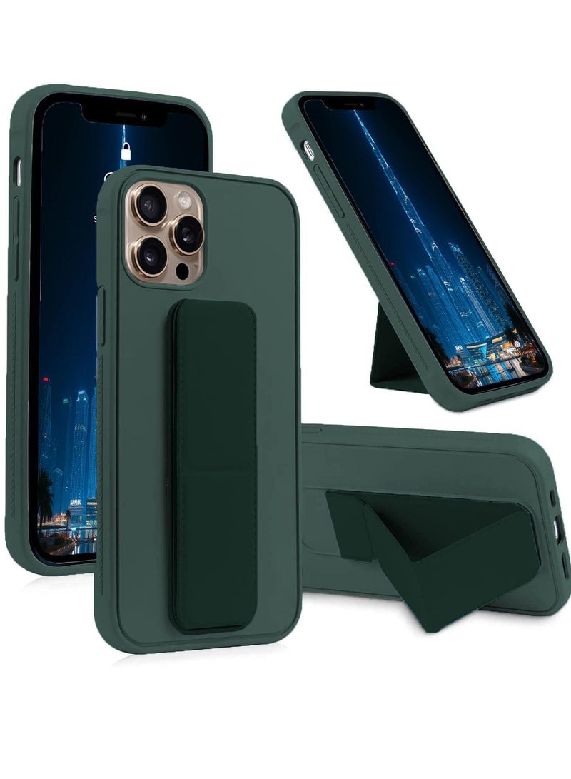 بورتوني غطاء خلفي لهاتف iPhone 16 Pro Max مزود بحامل مغناطيسي مصنوع من السيليكون الفاخر بحزام يد عمودي وأفقي، غطاء واقٍ مضاد للصدمات لهاتف Apple iPhone 16 Pro Max - Image 1