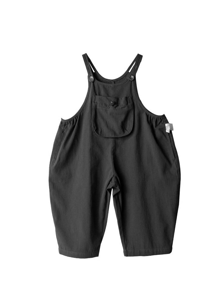 Children's Pure Large Pocket Shoulder Strap Jumpsuit Casual Pants  - Image 1