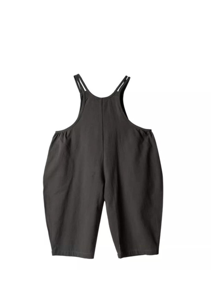 Children's Pure Large Pocket Shoulder Strap Jumpsuit Casual Pants  - Image 3