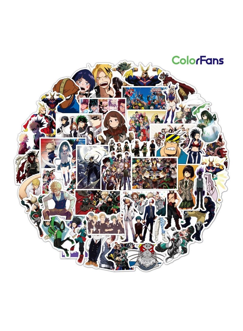 Color Fans 100 Pcs My Hero Academia Waterproof Stickers Cute Anime Cartoon Vinyl Aesthetic Sticker Laptop Skateboard Luggage Computer Water Bottle Graffiti Sticker Packs for Kids Teens Girls Adults - Image 1