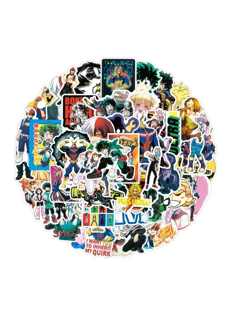 Color Fans 100 Pcs My Hero Academia Waterproof Stickers Cute Anime Cartoon Vinyl Aesthetic Sticker Laptop Skateboard Luggage Computer Water Bottle Graffiti Sticker Packs for Kids Teens Girls Adults - Image 2
