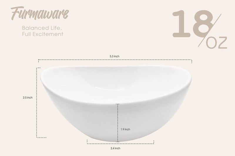 Furmaware Porcelain Bowl Set Sized Perfectly for Cereal  Salads  Ice Cream  Soup  Pasta  Rice and Dessert. Versatile Bowls That Are Chip Resistant  Microwave and Dishwasher Safe - 18 oz - Set or 6 - Image 2