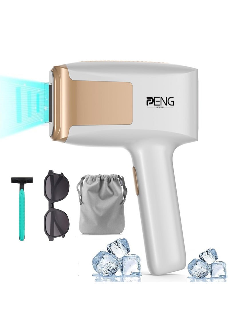 PENG GENERAL Laser Hair Removal, Hair Removal Device with Ice-Cooling Painless Care Function for Women and Man, IPL Hair Remover 999,999 Flashes for Facial Armpits Legs Arms Bikini Line White - Image 1