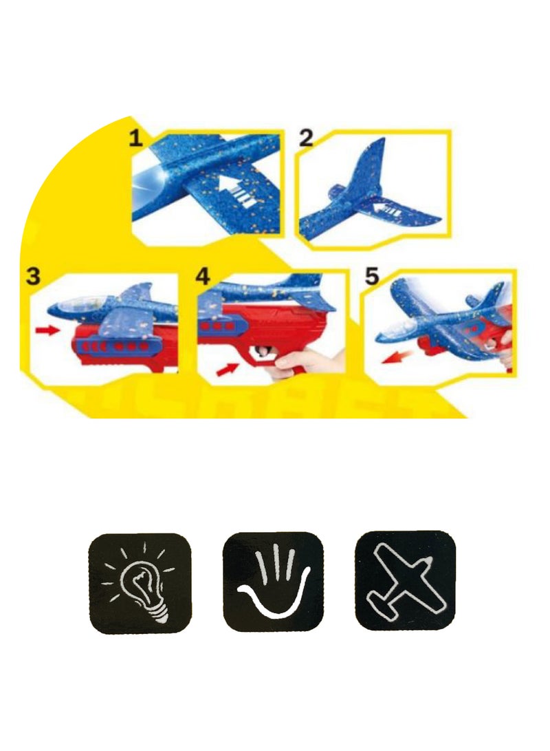 Airplane launcher toy with colorful lights. The airplane is made of cork  - Image 3