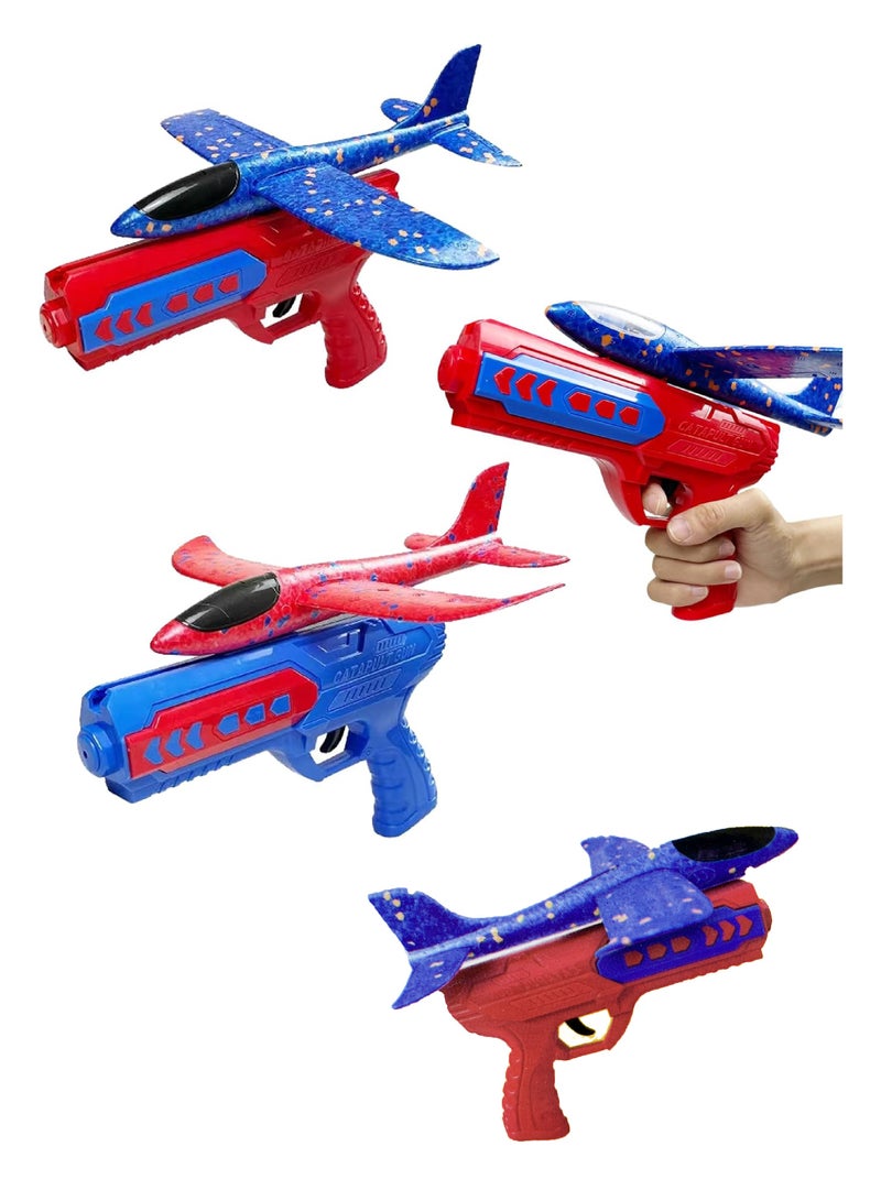 Airplane launcher toy with colorful lights. The airplane is made of cork  - Image 1
