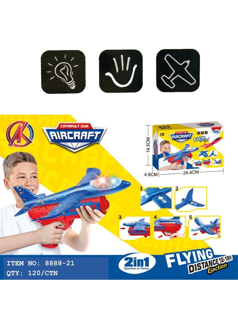Airplane launcher toy with colorful lights. The airplane is made of cork  - Image 2