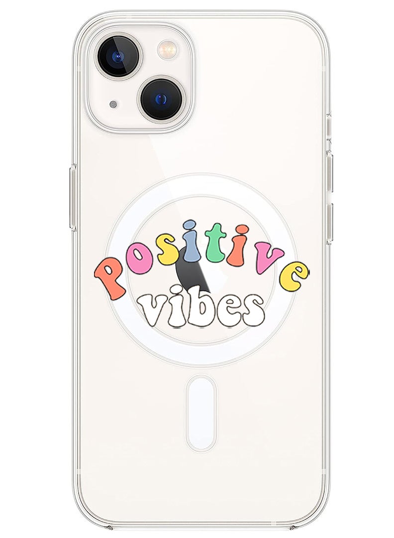 Theodor Magnetic Case for iPhone 14 6.1-inch Compatible with MagSafe Wireless Charging, Shockproof Phone Bumper Cover Positive Vibes copy - Image 1