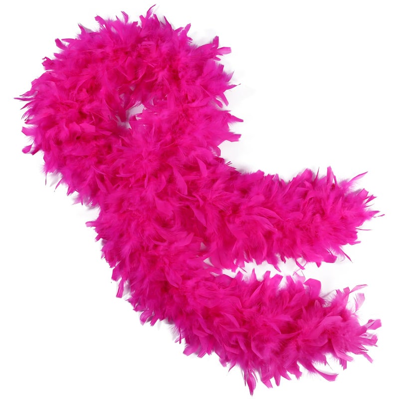 THARAHT Hot Pink Chandelle Turkey Feather Boa 2 Yards 40g for DIY Craft Home Dancing Wedding Party Halloween Costume Decoration Feather Boa - Image 1