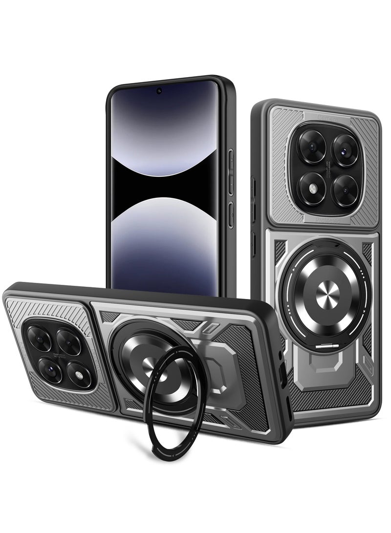 جراب وغطاء حماية مقاوم للصدمات وحمايه للكاميرا ومتوافق مع Redmi Note 14 Pro Plus 5G (رمادي)