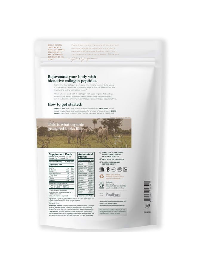 Natural Force Organic Clean Collagen Peptides Powder - USDA Certified Organic & Non-GMO, Keto & Paleo Certified - Hydrolyzed Type I & III Protein Powder with Essential Amino Acids – Unflavored, 10.7oz - Image 2