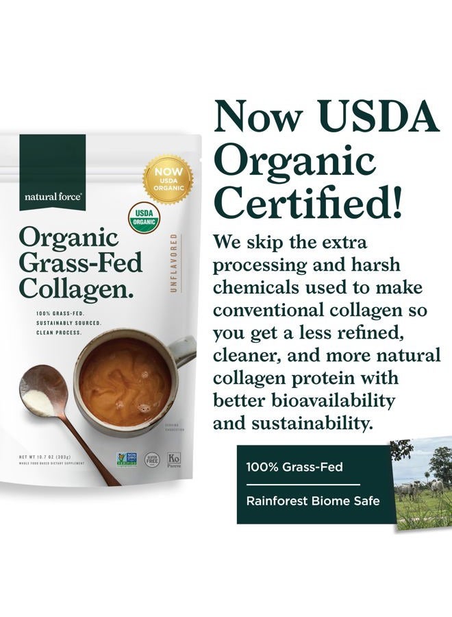 Natural Force Organic Clean Collagen Peptides Powder - USDA Certified Organic & Non-GMO, Keto & Paleo Certified - Hydrolyzed Type I & III Protein Powder with Essential Amino Acids – Unflavored, 10.7oz - Image 3