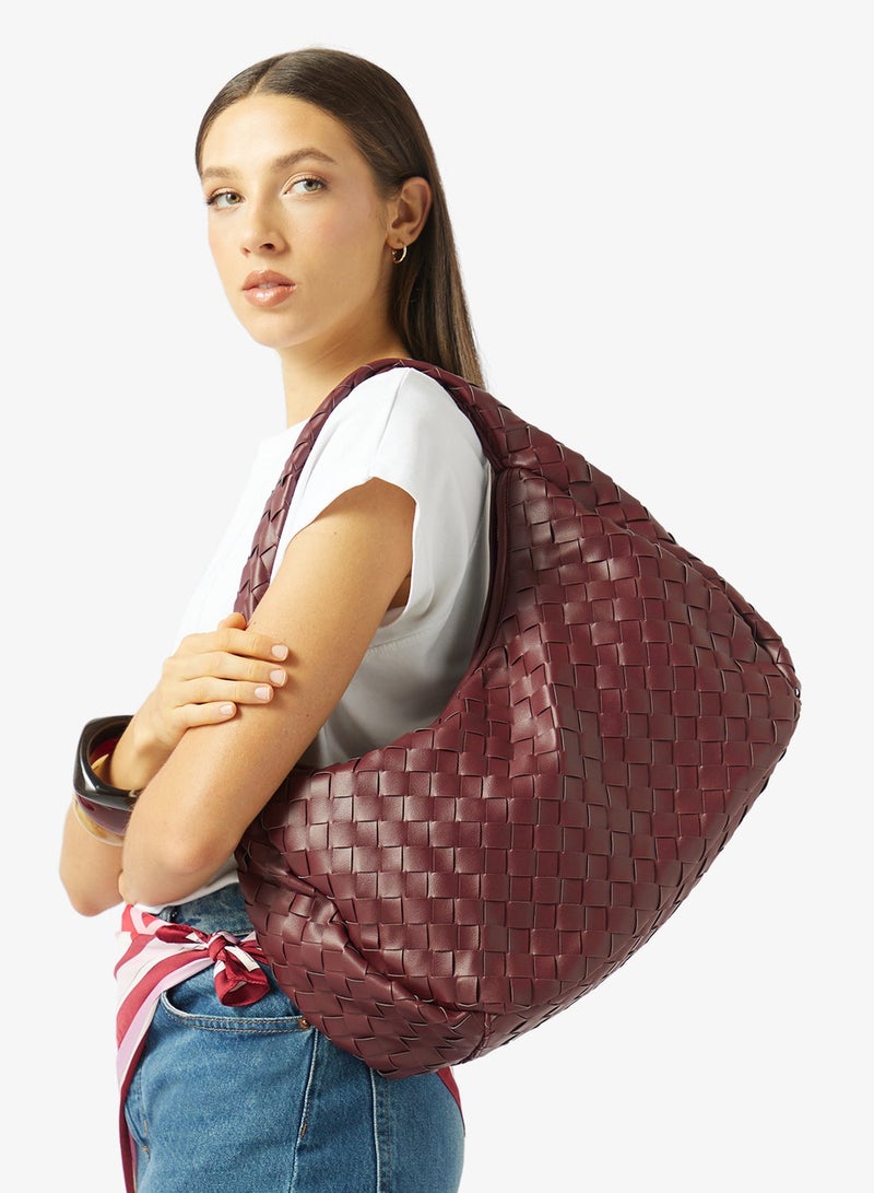 GLAMOROUS Large Woven Shoulder Tote Bag - Image 1