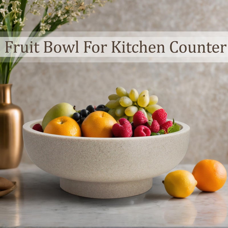 LIN CHUAN Large Decorative Bowl, Fruit Bowl for Kitchen Counter, Modern Resin Bowl for Home Decor, Key Holder for Entry Table, Sand Beige - Image 4