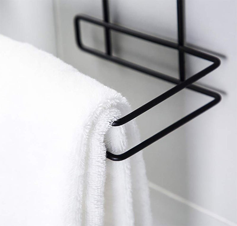 Lexazo Bathroom Tissue Paper Holder Wall Mounted Self Adhesive Toilet Paper Roll Holder with SoapMobile StandTowel Tissue Holder Rack with Mobile Phone Storage Shelf RackBlack Metal - Image 4