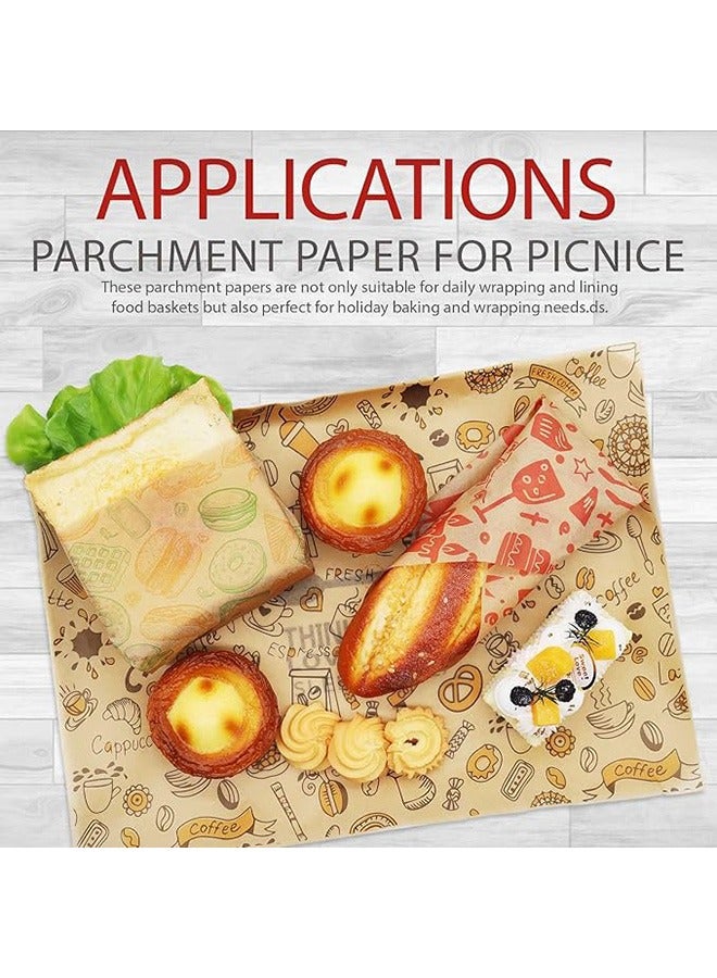 50 Pcs Wax Baking Papers Disposable Oilproof Greaseproof Paper for Food Greaseproof Sandwich Picnic Basket Liners Wrappers Bakery Tissue Sheets Kitchen - Image 4