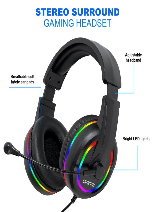CHONCHOW Gaming LED Keyboard Mouse Headset and Mousepad Bundle, Wired Rainbow LED Light Up Gaming Keyboard Mouse Headset, Value 4 in 1 Gaming Set for Xbox PS4 PS5 PC Laptop Gamer - Image 5