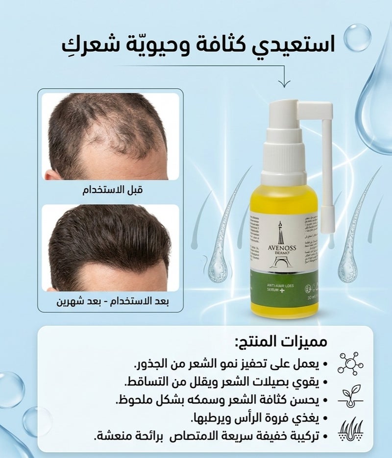Avenoss Dermo Anti-Hair Loss Serum – Vitamin & Mineral Complex for Stronger Hair (30 ml) - Image 3