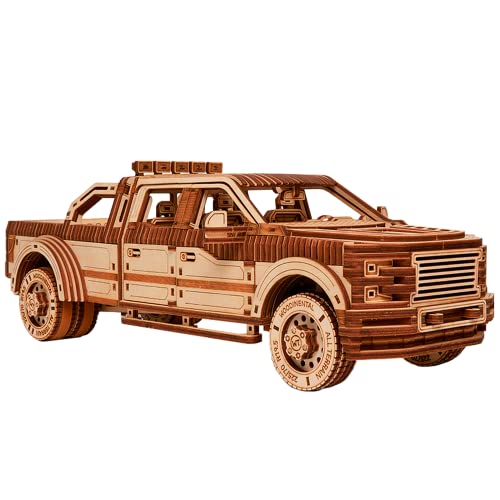Wood Trick Pickup Truck SUV Car Wooden 3D Puzzles for Adults to Build  Rides up to 32 feet  Engineering DIY Mechanical Wood Model Kits Wooden Puzzles for Adults - Image 1