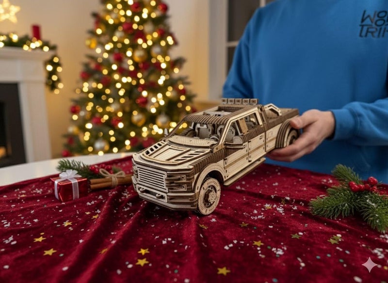 Wood Trick Pickup Truck SUV Car Wooden 3D Puzzles for Adults to Build  Rides up to 32 feet  Engineering DIY Mechanical Wood Model Kits Wooden Puzzles for Adults - Image 3