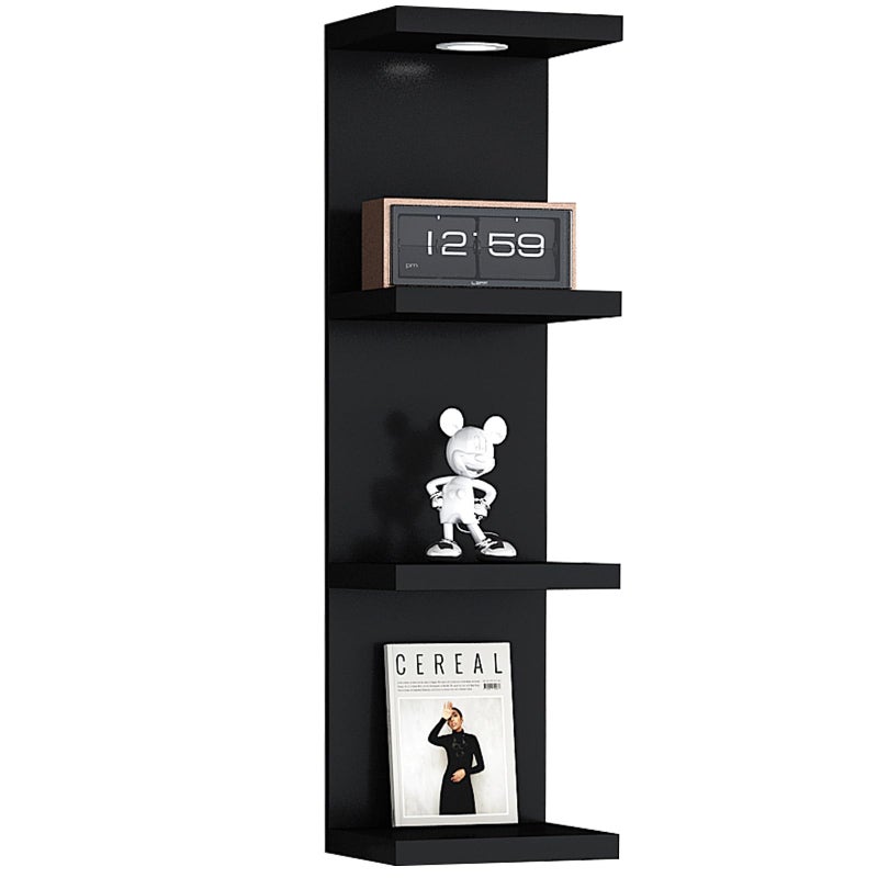LitaEther Versatile 4 Tier Wall Shelf Unit,Black Lack Wall Shelf,Display Floating Shelf with LED Remote Control Light - Image 1