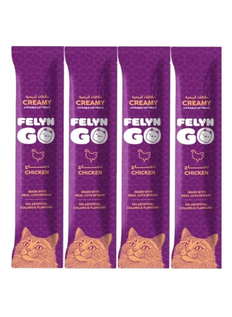 Felyn GO Cat Creamy Treats Chicken Flavor 4 x 15g Artificial Color & Flavor-Free Formula - Cat Treats - Image 2