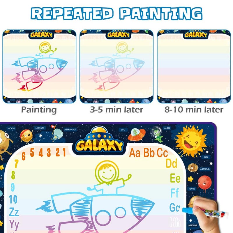 Jasonwell Aqua Water Doodle Mat 48 x 36 Inches Large Magic Drawing Doodling Mat Coloring Mat Educational Toys Christmas Birthday Gifts for Kids Toddler Boys Girls Age 2 3 4 5 6 7 8 Year Old (Galaxy) - Image 2