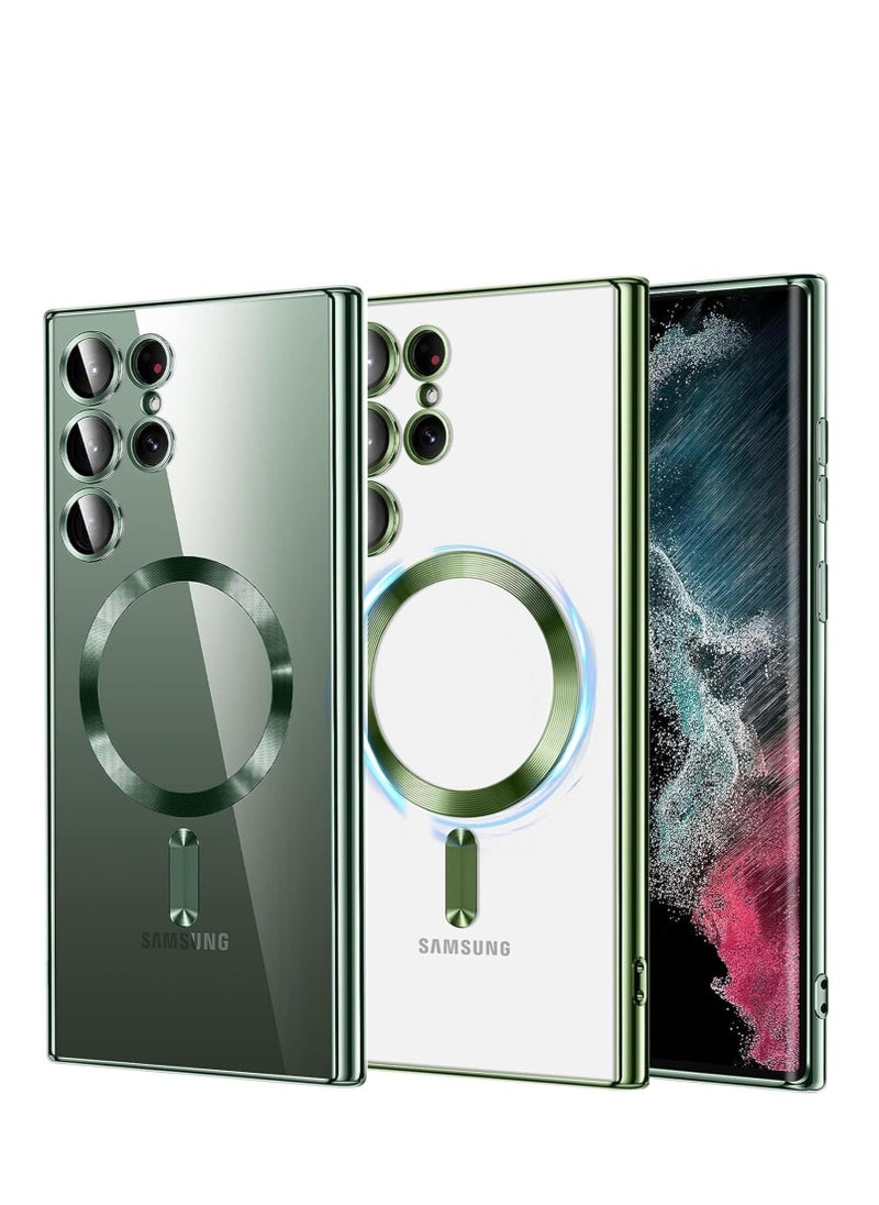 Case Compatible With Samsung Galaxy S25 Ultra Magnetic MagSafe Case With Camera Lens Green 