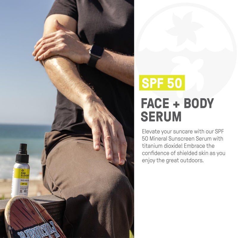 Raw Elements Face + Body Spray SPF 50 All-Natural Mineral Sunscreen - Reef Safe, Water Resistant, Broad Spectrum UVA/UVB Protection, Safe For All Ages, Travel Size 2oz - Image 2