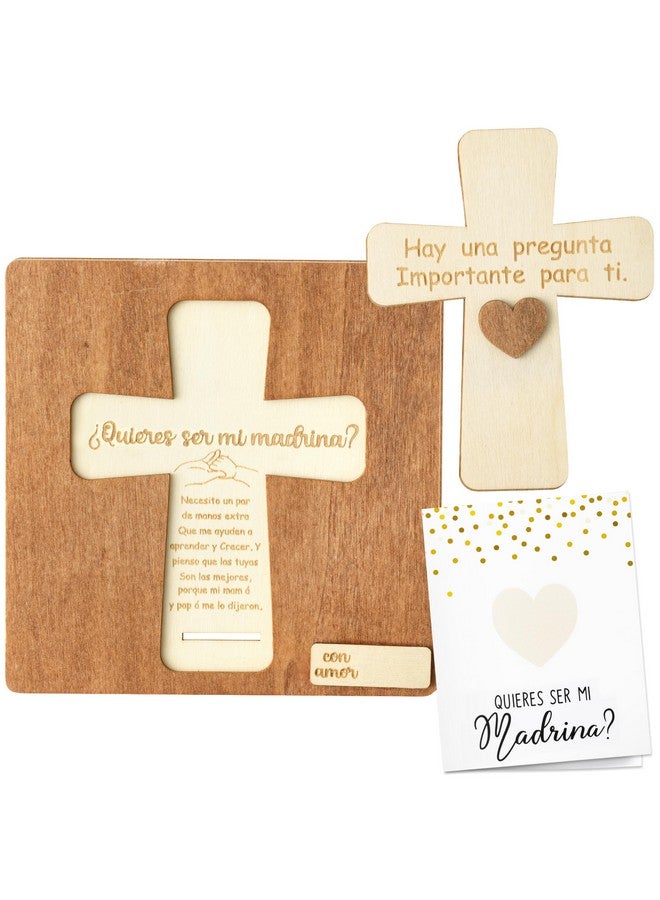 CJiangpo Will You Be My Godmother Proposal Gift, Cross Design Madrina Proposal Puzzle in Spanish Godmother Asking Card Gifts from Godchild, Baptism Present Baby Shower Keepsake - Image 1