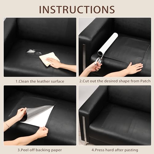 JDLUGH Sofa Leather Repair Patch Tape 15x60 Inch Large Self Adhesive Leather Sofa, Car Seat, Leather Furniture, Vinyl Repair Patch Kit (15x60 Inch, Brownish brown2.0) - Image 5