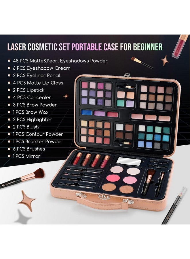 COLOR NYMPH Multipurpose Makeup Kits for Teens Girls, Travel Makeup Set Non-toxic, Makeup Gift for Women Teen, Eyeshadows Blushes Bronzer Highlighter Concealer Lipgloss Eyeliner Lipliner Brushes Gold Case - Image 2