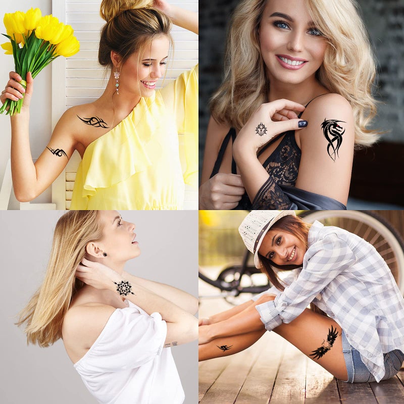 Hotoyannia 102 Sheets Halloween Tiny Temporary Tattoos Stickers, Fake Tattoos That Look Real And Last Long, Halloween Include Black Scary Wolf Lion Tiger Skeleton Skull Tattoos - Image 3