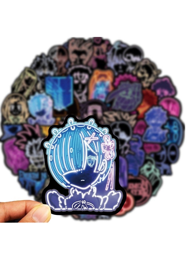 Loquat 50-Piece Anime Characters Neon Graffiti Waterproof Sticker Set - Image 4
