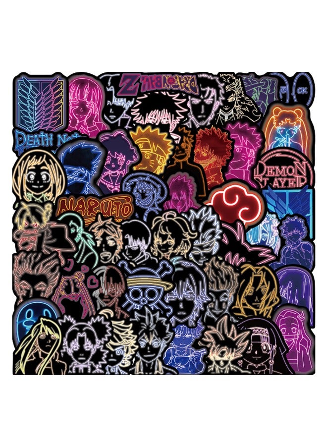 Loquat 50-Piece Anime Characters Neon Graffiti Waterproof Sticker Set - Image 1