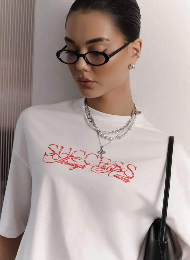 Lichi  Oversized T-shirt with lettering for Women | Best Price UAE