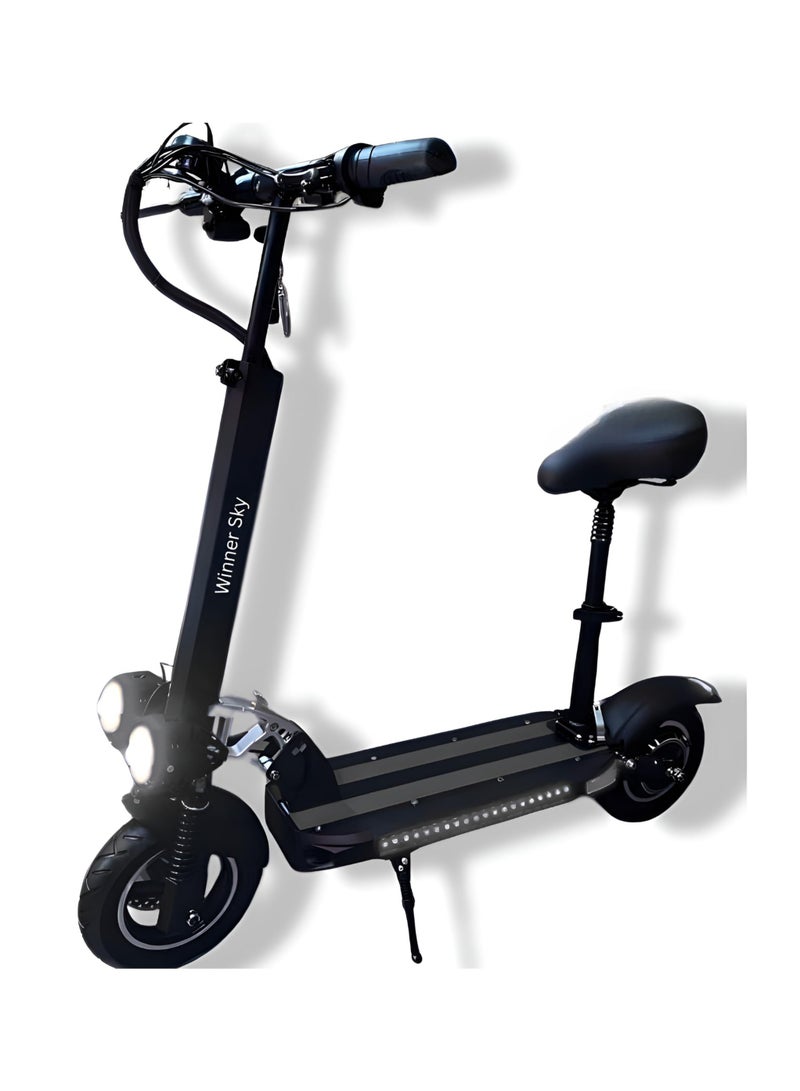 وينر سكاي E10 سكوتر كهربائي 48 فولت 13 أمبير بطارية 1000 واط محرك 50 كجم عدد الكيلومترات كامل قابل للطي مضاد للسرقة جهاز تحكم عن بعد أسود - Image 2