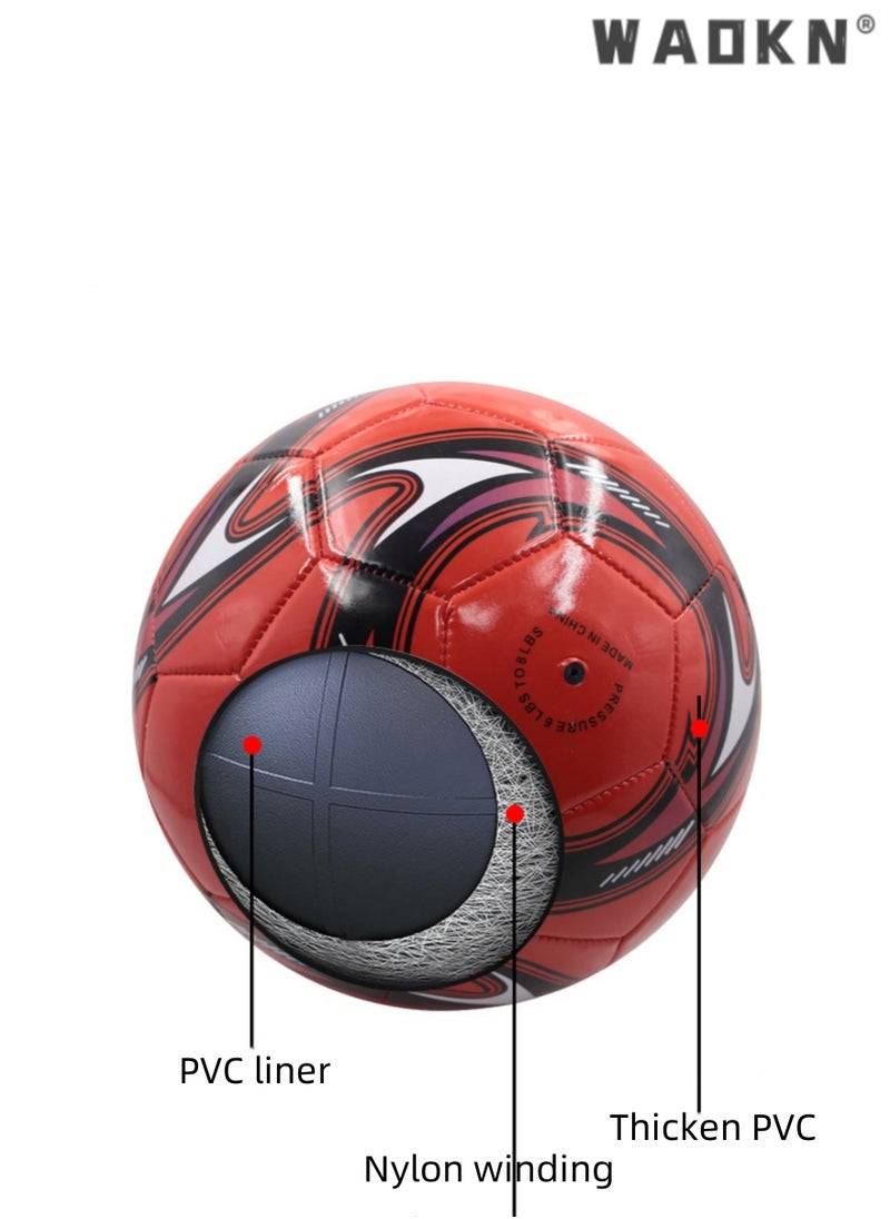 WAOKN Bright PVC Football No.5 Football Machine Sewn for Children and Adults Training Football,Football Traditional Soccer Ball, Boys and Girls Suitable for Playing Training Both Indoor Outdoor  - Image 2