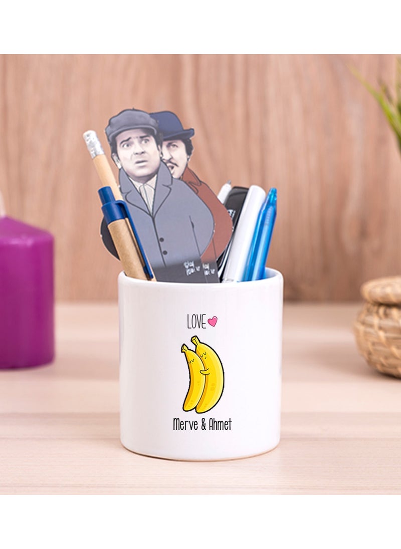Hediye Dükkanı Gift Shop Personalized Cute Bananas Ceramic Pencil Holder 